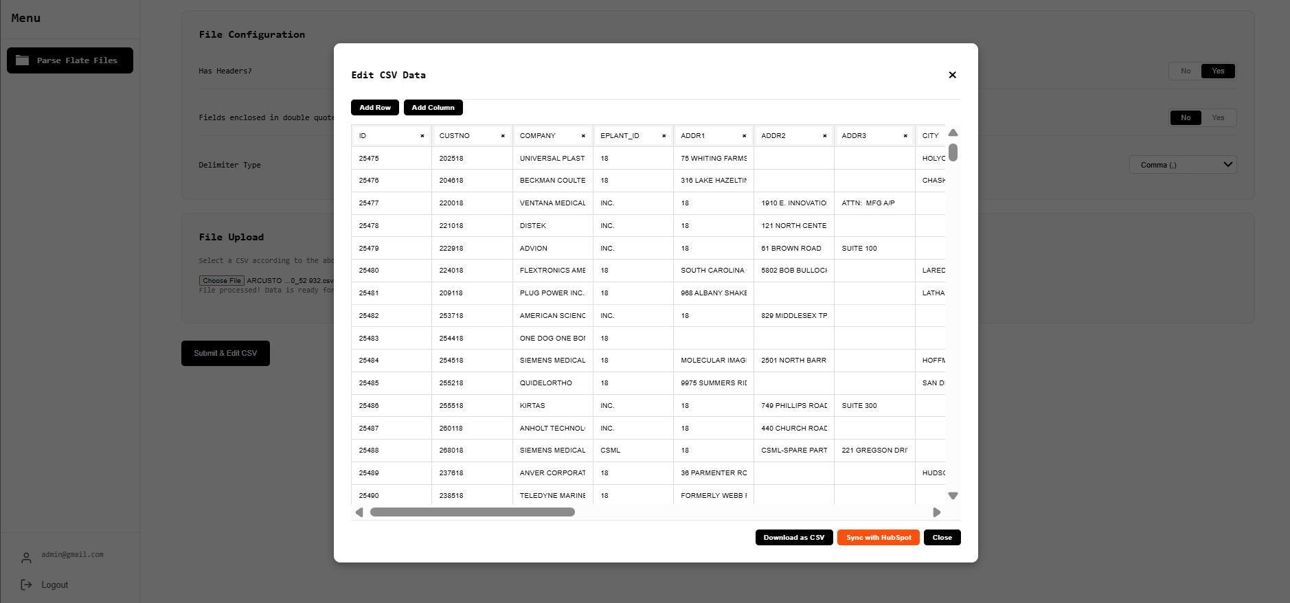 CSV-Parser screenshot